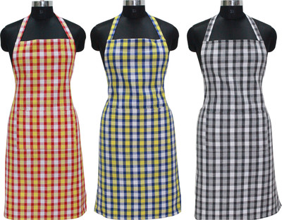 OASIS Cotton Home Use Apron - Free Size(Multicolor, Pack of 3)