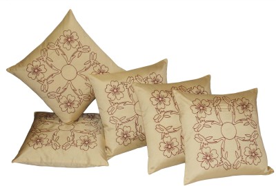 ZIKRAK EXIM Embroidered Cushions Cover(Pack of 5, 40 cm*40 cm, Beige, Maroon)