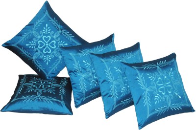 ZIKRAK EXIM Embroidered Cushions Cover(Pack of 5, 40 cm*40 cm, Blue)