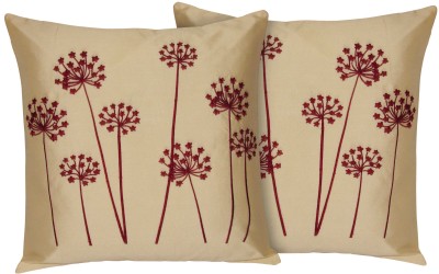 ZIKRAK EXIM Embroidered Cushions Cover(Pack of 2, 40 cm*40 cm, Beige, Maroon)