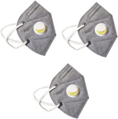 Shop & Shoppee KN95 with Air Filter Anti Infection Anti-Pollution Breathable Respiratory Premium Quality Face Mask (3 Mask) SnSMKN95grey3 Reusable, Washable(Grey, Free Size, Pack of 3)
