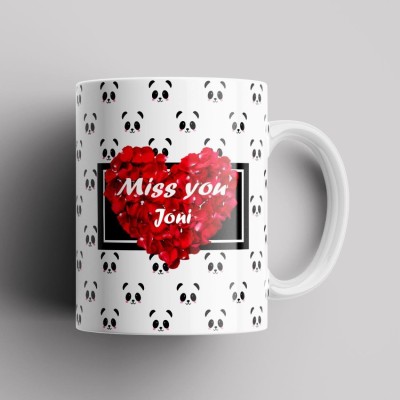 Beautum Model EBMSU008505 MISS YOU Joni Name Printed Best Gift White Creamic Ceramic Coffee Mug(350 ml)