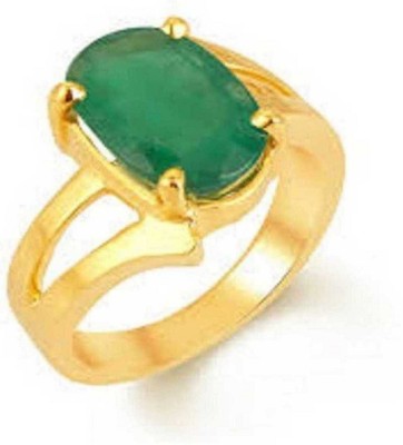 SHYAMKRIPA GEMS EMERALD NATURAL STONE PANNA GOLD PLATED RING UNISEX Copper Emerald Gold Plated Ring