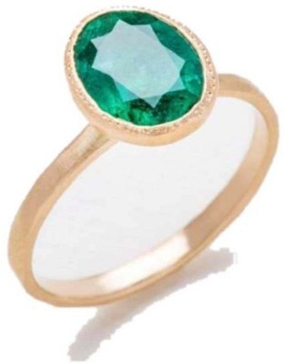 SHYAMKRIPA GEMS EMERALD NATURAL STONE PANNA GOLD PLATED RING FEMALE Copper Emerald Gold Plated Ring