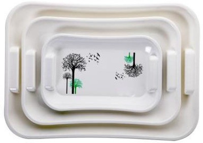 N H Enterprise ACTION-387 TREE GLUEY TRAY 3 PCE SET Tray(Microwave Safe)
