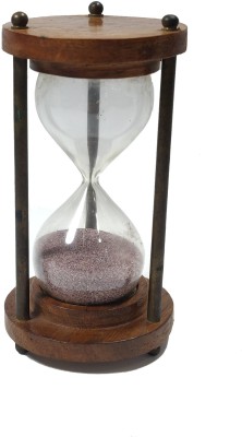 GOLA INTERNATIONAL Antique Wooden and Metal Sand Timer Hour Glass Sandglass Clock Decorative Showpiece  -  7 cm(Brass, Wood, Copper)