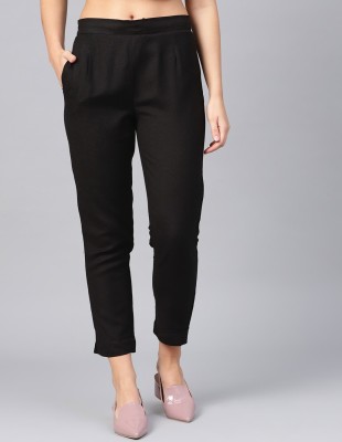 Fusion Threads Regular Fit Women Black Trousers