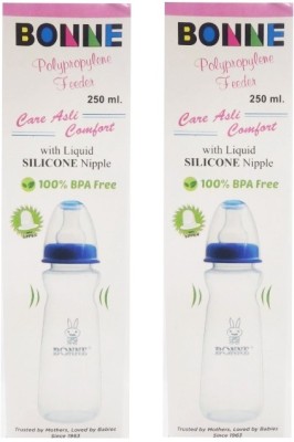 BONNE Comfort Feeding Bottles 250ml (Pack of 2) - 250 ml(transparent)