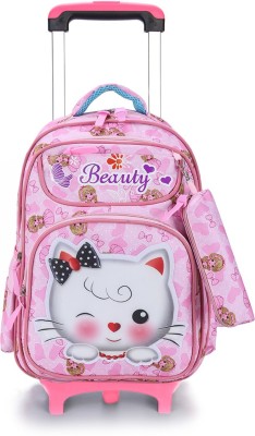 Tinytot SB035_02T School Backpack College Bag Travel Bag with Pencil Pouch and Trolley Ist Standard onward Waterproof School Bag(Pink, 26 L)