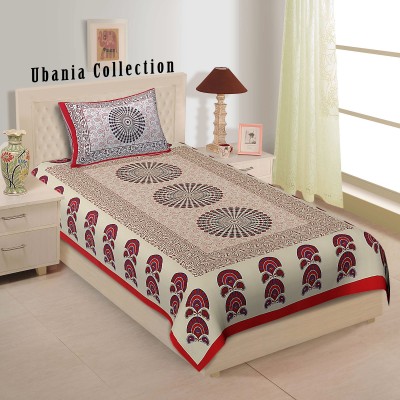 Ubania Collection 140 TC Cotton Single Paisley Flat Bedsheet(Pack of 1, Red)