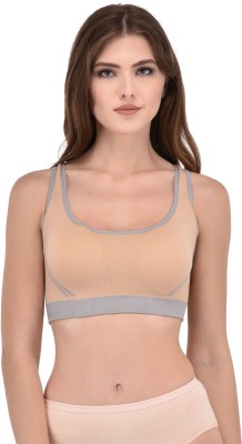 TOMKOT Women Bralette Lightly Padded Bra(Beige)