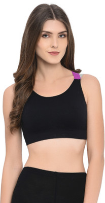 TOMKOT Women Training/Beginners Lightly Padded Bra(Black)