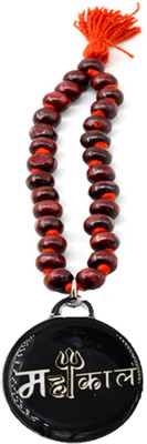 AFH Car Hanging Charm, Car Decorative Spiritual Mahakaal Brown Black wooden Chandan Mala Hanging Ornament Car Hanging Ornament(Pack of 1)