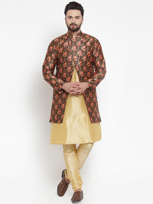 SAIFOO Men Kurta Pyjama Ethnic Jacket Set
