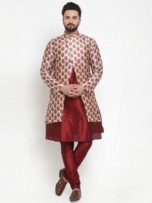 SAIFOO Men Pyjama Ethnic Jacket Set