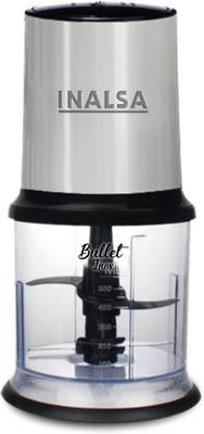 Inalsa Mini Chopper Bullet Inox-450W with Variable Speed &amp;100% Pure Copper Motor|Dual Layered Blade &amp; 500ml Capacity Electric Vegetable &amp; Fruit Chopper  (1 Unit : Chopper)