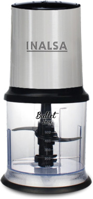 Inalsa Mini Chopper Bullet Inox-450W with Variable Speed &100% Pure Copper Motor|Dual Layered Blade & 500ml Capacity 450 W Chopper(Black/Silver)