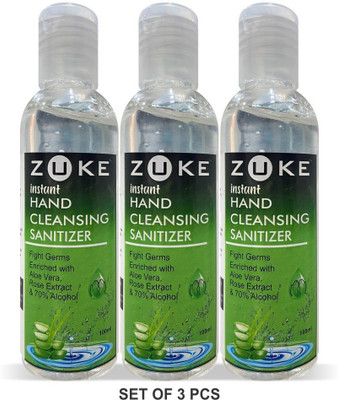 zuke INSTANT HAND CLEANSING(pack of 3) Hand Sanitizer Bottle(3 x 100 ml)