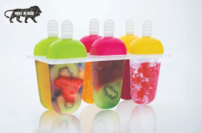 JIGSHTIAL Plastic Reusable Popsicle Molds Ice Pop Makers Ice Pop Molds Kulfi Maker Mould, Candy Maker Plastic Popsicle Mold, Kids Ice Cream Tray Holder Multicolor Plastic Ice Cube Tray(Pack of1)