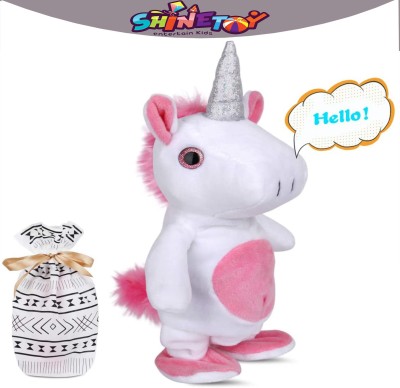 shinetoy Entertain Kids Interactive Cute Unicorn Plush Toy Talking and Walking for Boys and Girls Kids, Repeats What You Say Funny Kids Stuffed Animal Doll, Perfect Christmas and Birthday Present(Pink)