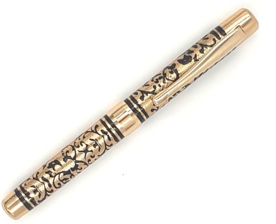 Epraiser Brass Made with Gold Parts Elegant Abstract Design GLossy FinishDesigner Roller Ball Pen(Ink Color - Blue)