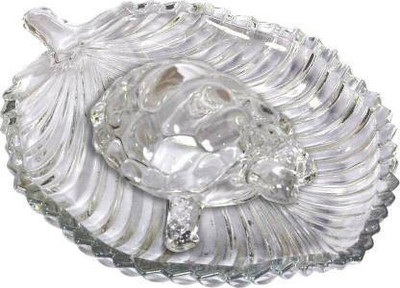 APNA KANHA Crystal Kachua With Crystal Plate Decorative Showpiece  -  20 cm(Crystal, Clear)
