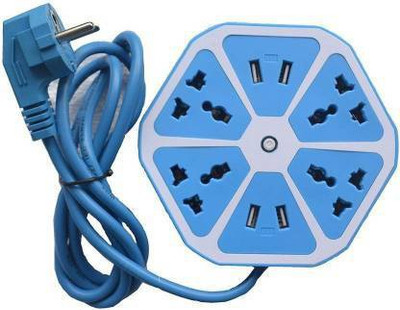 ACBSP Global HexagonMulticolor 4  Socket Extension Boards(Blue, White, 1.5 m, With USB Port)