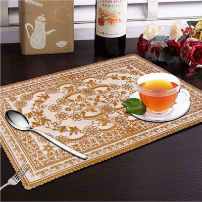 DELHI PVC CORP Rectangular Pack of 6 Table Placemat(Gold, PVC)