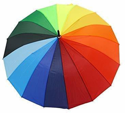 MOONZA uper-Strength Windproof 60mph Extra Strong Triple Layer Reinforced Frame Umbrella with Rainbow Canopy Multicolour Umbrella(Multicolor)