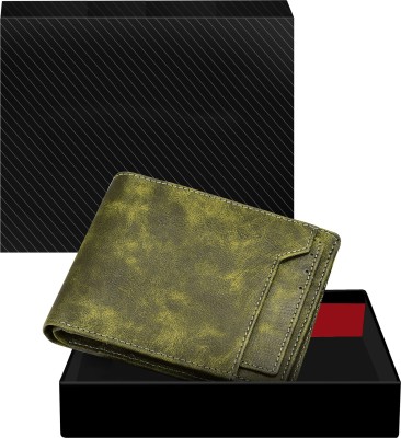 Khyati sales Men Casual, Evening/Party, Formal Green Artificial Leather Wallet(7 Card Slots)
