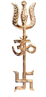 AGRODAK RELIGIOUS IDOL TRISHAKTI YANTRA (OM+SWASTIK+TRISHUL) Brass Yantra(Pack of 1)