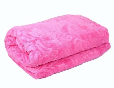 HELGA Floral Double Mink Blanket for  AC Room(Woollen Blend, Pink)