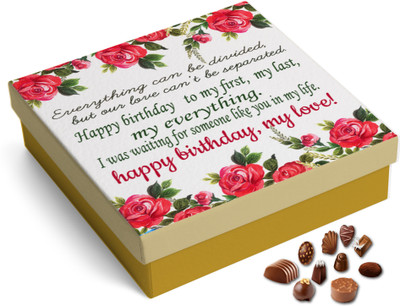 redbakers.in Happy Birthday My Love RoseRed 12Chocolate Gift Box Truffles(12 Units)