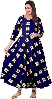MUDRIKA Women Fit and Flare Multicolor Maxi/Full Length Dress