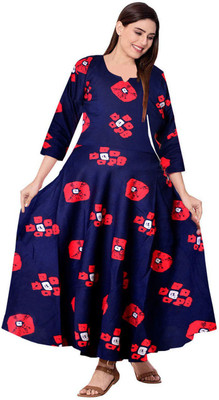 MUDRIKA Women Fit and Flare Multicolor Maxi/Full Length Dress