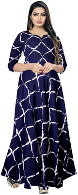 SILVER ORGANISATION Women Gown Blue Maxi/Full Length Dress