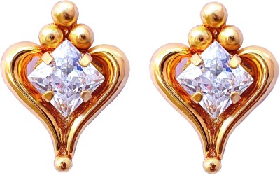 oh wow 1 gram gold american diamond studs for women Cubic Zirconia, Diamond Copper Stud Earring