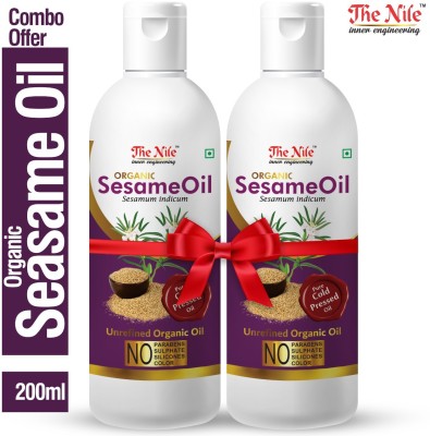 The Nile Organic Sesame Oil (Pure Cold Pressed Oil) For Hair, Body, Skin Care, Massage Hair Oil (Combo of 2 Bottle of 100 ML Each) (200 ML) Hair Oil(200 ml)