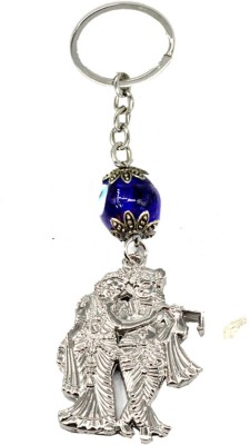 AFH Blue Eye of Protection Radha Krishna Silver Spiritual Key Chain Key Chain