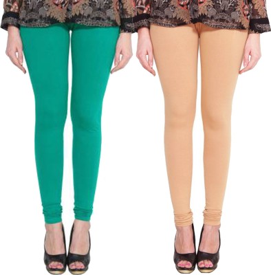 Clarita Churidar  Western Wear Legging(Dark Green, Gold, Solid)