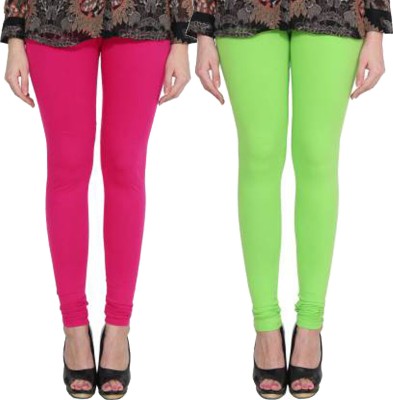 Clarita Churidar  Western Wear Legging(Pink, Light Green, Solid)