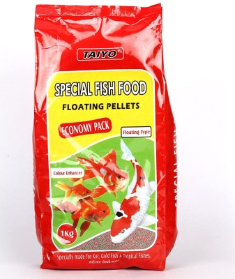 TAIYO Taiyo Special Food Floating Pellets Economic Pack 1kg (1.2mm) with Taiyo Fish Food 1.2mm 50g Fish 1 kg Dry New Born, Young, Adult, Senior Fish Food