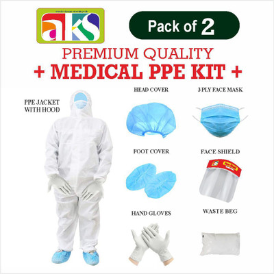 AKS PREMIUM QUALITY 98 GSM Personal Protective Equipment/PPE Kit-Safety Jacket/Gloves/Shoe Cover/Face Shield Mask/Silicon Gloves Safety Jacket (WHITE-BLUE COMBINATION) (PACK OF 2) Safety Jacket(multicolor6) AKS PREMIUM QUALITY 98 GSM Personal Protective Equipment/PPE Kit-Safety Jacket/Gloves/Shoe Cover/Face Shield Mask/Silicon Gloves Safety Jacket (WHITE-BLUE COMBINATION) (PACK OF 2) Safety Jacket(multicolor6)