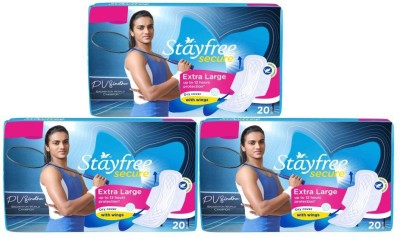 STAYFREE Secure Cottony XL Wings Sanitary Pad(Pack of 60)