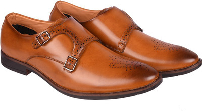 CURRENCY Designer Monk Strap For Men(Tan , 8)