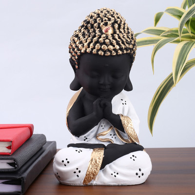 GW Creations HomeDecor Showpiece Beautiful Lord Meditating Position Monk Statue For Good Luck Decorative Showpiece  -  21 cm(Polyresin, White)