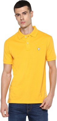 Alan Jones Solid Men Polo Neck Yellow T-Shirt