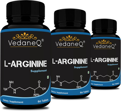 VedaneQ L-Arginine 1000mg Supplement For Muscle-building, Stamina & Endurance(3 x 90 Tablets)