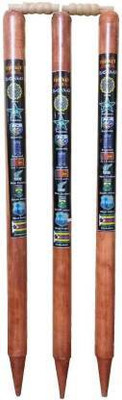 NSI SPORTS 3 Wooden Stumps & 2 Bails (Wicket Set) (Brown)(Brown)