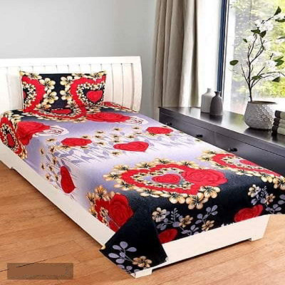 Chauhan Textile 120 TC Polycotton Single Printed Flat Bedsheet(Pack of 1, Multicolor)